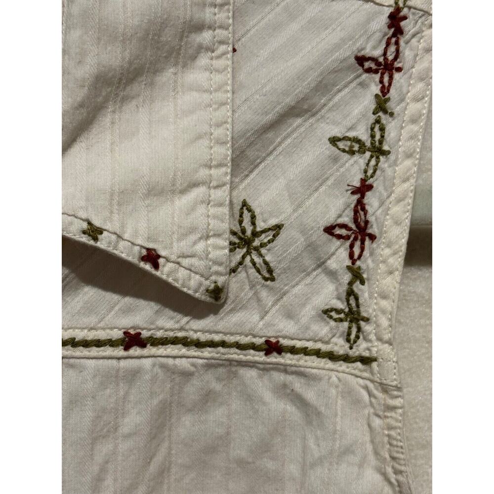 Vintage Bill Blass women XL Cream Button Down Embroidered top Cowgirl‎ boho work - Picture 2 of 9
